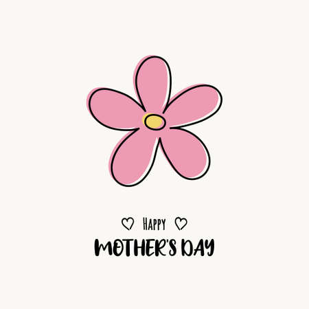 Motherâs Day. Design of a card with cute flower and wishes. Vectorのイラスト素材