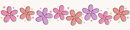 Colourful banner with spring flowers. Motherâs Day, Womenâs Day and Valentineâs Day decoration. Vectorのイラスト素材
