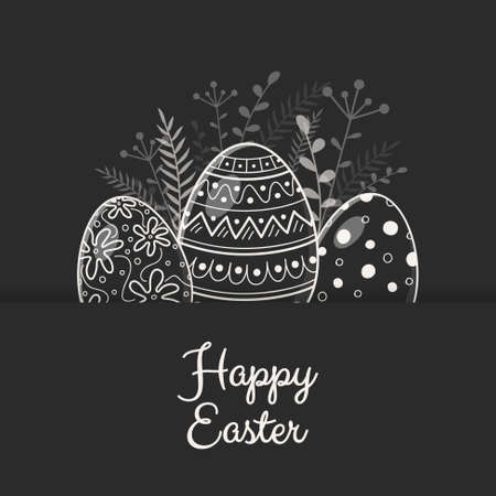 Retro greeting card with painted Easter eggs. Vectorのイラスト素材
