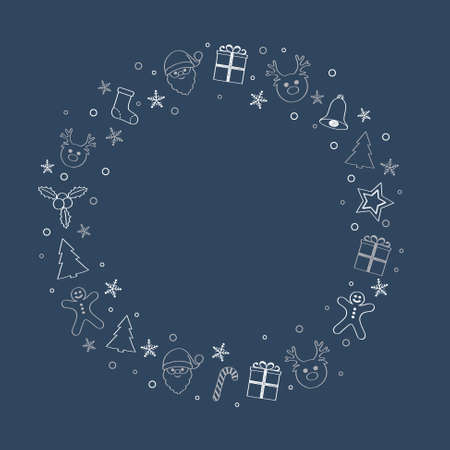 Template of Christmas card with festive decorations. Vector.のイラスト素材