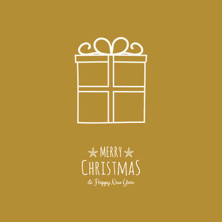 Concept of Christmas card with hand drawn present. Vector.のイラスト素材
