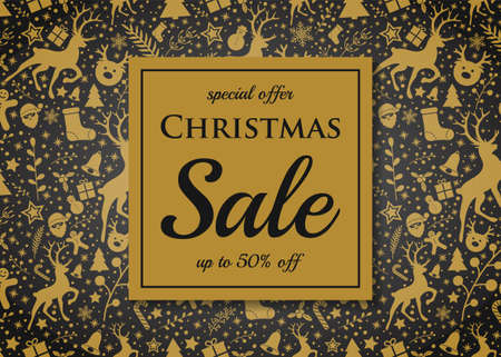 Design of Christmas Sale banner with reindeers. Vectorのイラスト素材