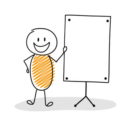 Funny hand drawn stickmen with whiteboad. Vectorのイラスト素材