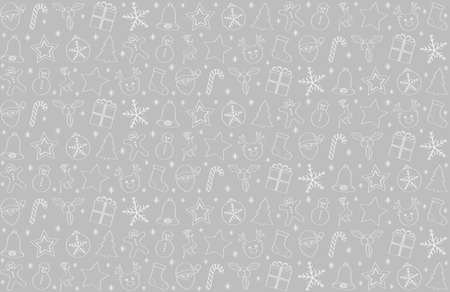 Seamless Christmas background with hand drawn ornaments. Vector.のイラスト素材