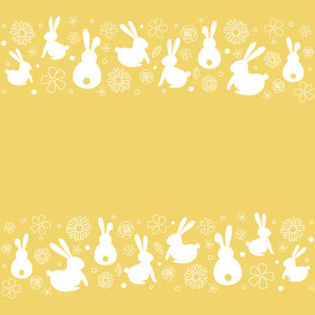 Bunnies and flowers on background with copyspace. Vectorのイラスト素材