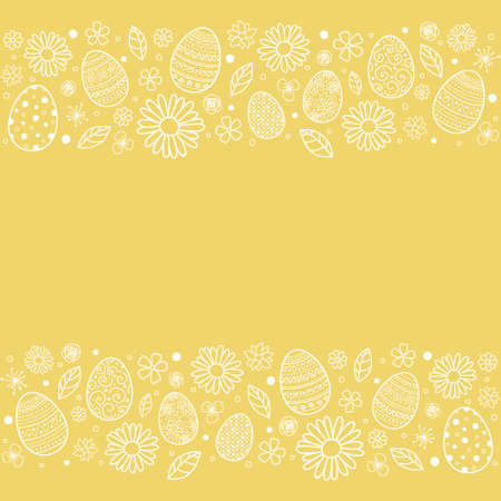 Template of Easter greeting card with eggs and flowers. Vectorのイラスト素材