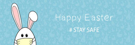 Easter egg with ears and face mask. Holidays during pandemic. Banner. Vector