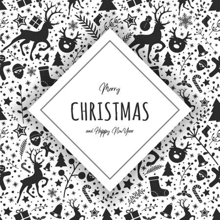 Merry Christmas and Happy New Year. Xmas greeting card. Vectorのイラスト素材