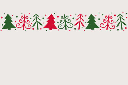 Concept of Christmas background with hand drawn trees. Vectorのイラスト素材