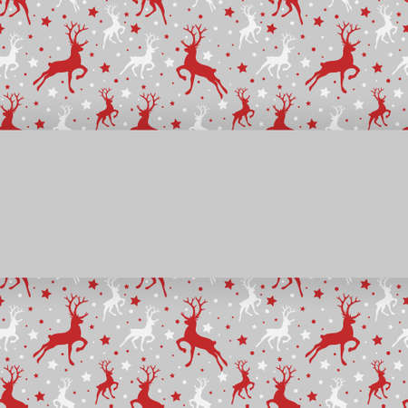 Christmas background with festive reindeer icons and stars. Vectorのイラスト素材