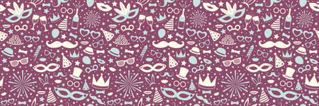 Colorful seamless pattern with carnival, photobooth and birthday party elements. Vectorのイラスト素材