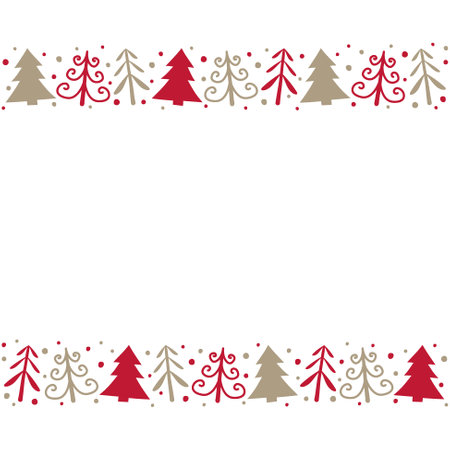 Template of Christmas card with festive trees. Vectorのイラスト素材