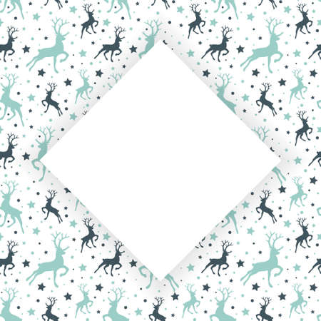 Layout of Christmas card with silhouettes of reindeer. Vectorのイラスト素材