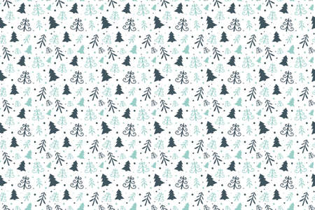 Seamless pattern with Christmas icons. Abstract trees. Vectorのイラスト素材