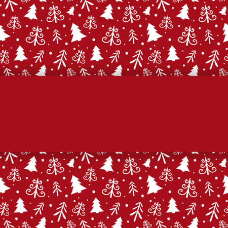 Christmas background with hand drawn trees and copyspace. Vectorのイラスト素材