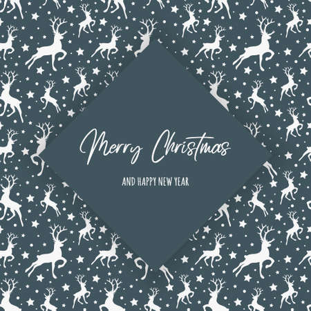 Christmas card with reindeers and wishes. Vectorのイラスト素材