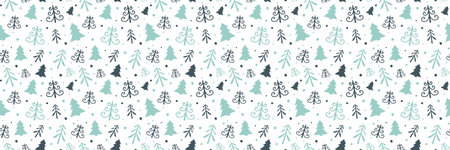 Concept of Christmas pattern with trees. Xmas background. Vectorのイラスト素材
