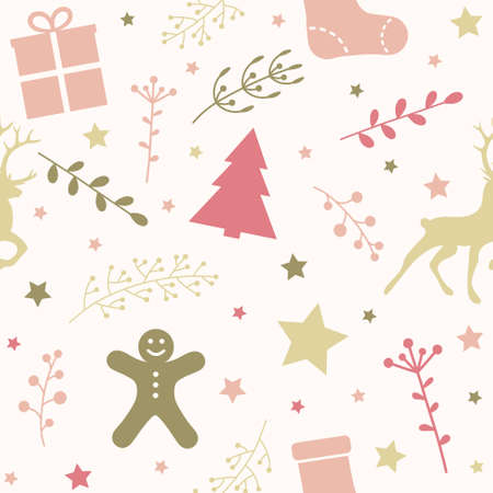 Design of seamless pattern with Christmas ornaments. Vectorのイラスト素材