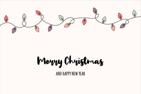 Greeting card with Christmas lights and wishes. Vectorのイラスト素材