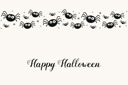 Background with creepy spiders. Halloween greeting card. Vectorのイラスト素材