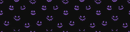 Funny Halloween texture with funny pumpkin face. Seamless pattern. Banner. Vectorのイラスト素材