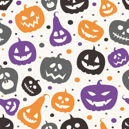 Halloween pattern with funny pumpkin lanterns. Vectorのイラスト素材