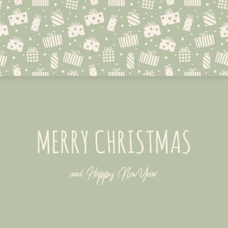 Christmas card with hand drawn present boxes and wishes. Vectorのイラスト素材