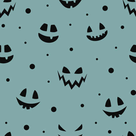 Funny Halloween texture with funny pumpkin face. Seamless pattern. Vectorのイラスト素材