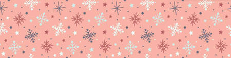 Christmas texture with snowflakes. Seamless pattern. Panoramic header. Vectorのイラスト素材