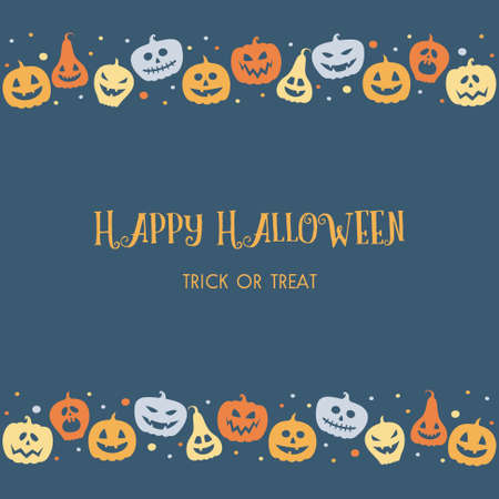 Background with funny pumpkins and wishes. Halloween card. Vectorのイラスト素材