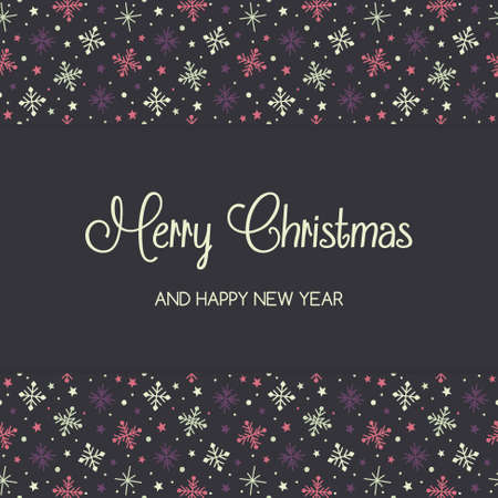 Hand drawn snowflakes on a background with wishes. Christmas greeting card. Vectorのイラスト素材