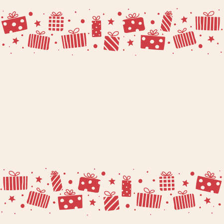 Concept of an empty background with hand drawn present boxes. Christmas design. Vectorのイラスト素材