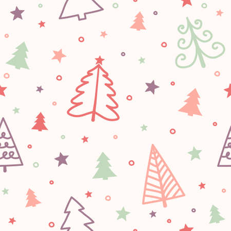 Concept of a seamless pattern with Christmas trees. Xmas background. Vectorのイラスト素材