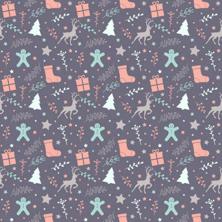 Christmas pattern with festive decorations. Vectorのイラスト素材