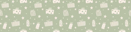 Design of pattern with Xmas present boxes. Christmas concept. Banner. Vectorのイラスト素材