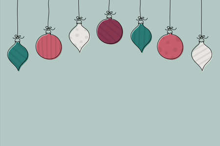 Christmas background with hand drawn baubles. Vectorのイラスト素材