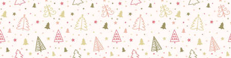 Design of pattern with Xmas trees. Christmas concept. Banner. Vectorのイラスト素材