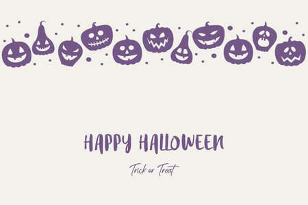 Halloween greeting card with creepy pumpkin lanterns. Vectorのイラスト素材