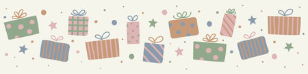 Hand drawn Christmas present boxes. Vectorのイラスト素材
