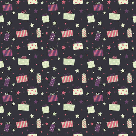 Seamless pattern with Christmas gift boxes. Vectorのイラスト素材