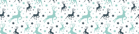 Christmas pattern with reindeer and star icons. Vectorのイラスト素材