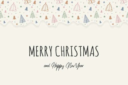 Greeting card with Christmas trees and wishes. Vectorのイラスト素材
