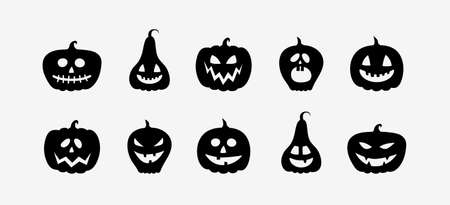 Funny pumpkin lanterns. Halloween icon set. Vectorのイラスト素材