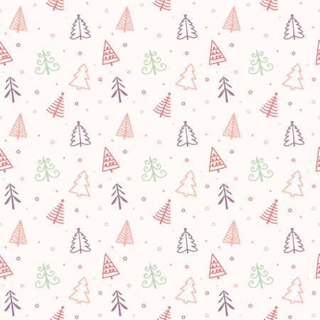 Concept of a seamless pattern with Christmas trees. Xmas background. Vectorのイラスト素材