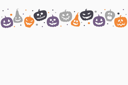 Design of Halloween background with funny pumpkin lanterns. Vectorのイラスト素材