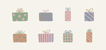 Set of Christmas gift boxes. Vectorのイラスト素材