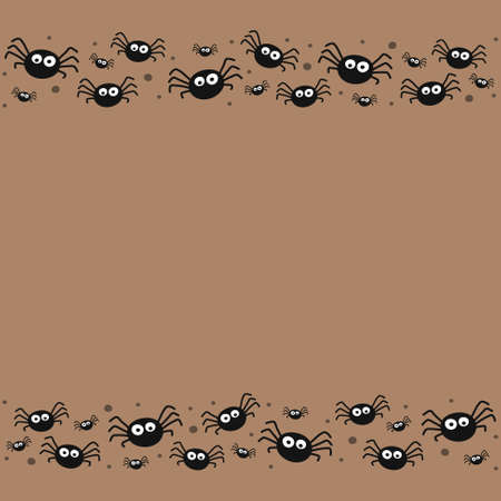 Design of Halloween background with funny spiders. Vectorのイラスト素材