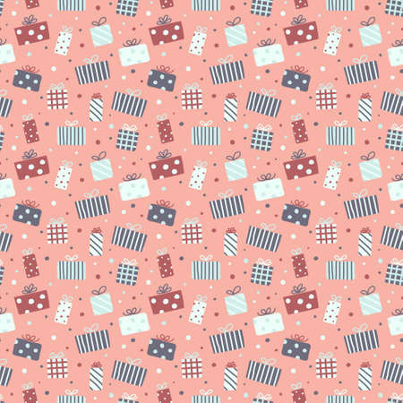 Pattern with Christmas gift boxes. Wallpaper concept. Banner. Vector
