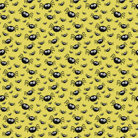 Background with creepy spiders. Halloween texture. Vectorのイラスト素材