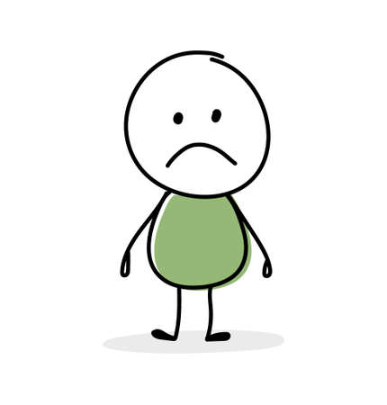 Caricature concept. Sad stickman. Vector.のイラスト素材
